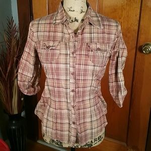 Magazine Button Up Plaid Top